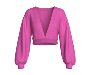 Girls Balloon Sleeves V-Plunge Neck Crop Top | Marvelous / Clo3d / obj / fbx