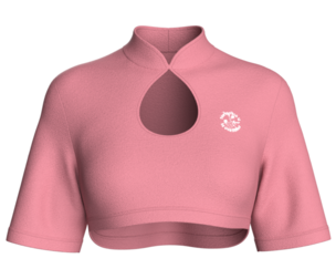 Girls Mandarin Collar Keyhole Cut-Out Cropped Top | Marvelous / Clo3d / obj / fbx