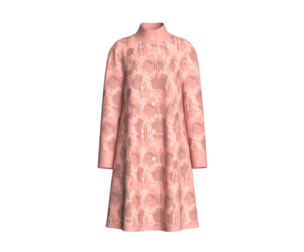 Girls Pink Floral Long-Sleeve Coat Dress | Marvelous / Clo3d / obj / fbx