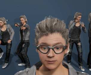 Rigged Punk Rock Young Man 3D Character Model with Facial Expressions