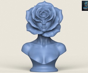 Beautiful Woman Rose Style Face Bust
