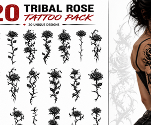 20 Tribal Rose Tattoo Brushes