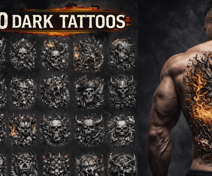 Dark Wolf & Skull Tattoo Pack – 40 Monstrous Designs (PNG 4K)