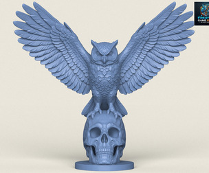 Owl On Skull Sculpture