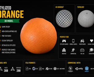 Stylized Orange – Low-Poly 3D Model
