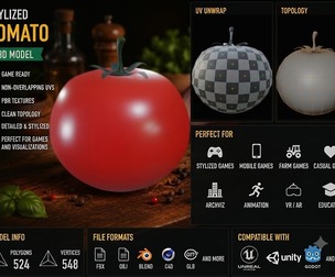 Stylized Tomato Low Poly 3D Model