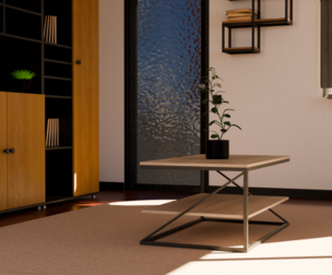 Modern industrial coffee table with a black painted