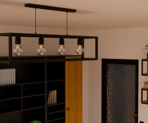 Modern Industrial Rectangular 4-Light Pendant Ceiling Lamp