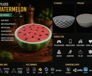 Stylized Watermelon – Game-Ready 3D Model