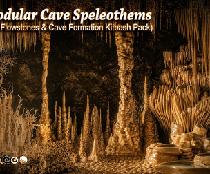 121 Modular Cave Speleothems (Stalactites, Flowstones & Cave Formation Kitbash Pack)