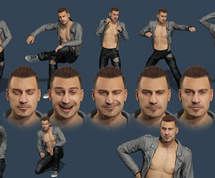 Stylish Male Rocker in Leather Jacket  Fully Rigged 3D Character