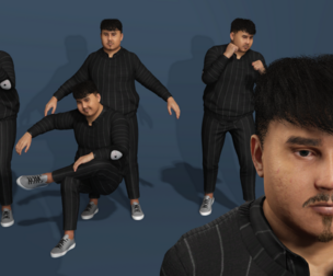 Rigged Stylish Chubby Male Character Modern Man with Facial Expressions
