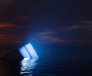 Sinking Shipping Container with Glowing Interior
