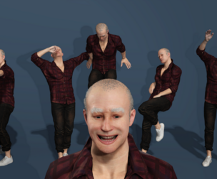 Rigged Male Character Casual Plaid Shirt  Facial Expressions