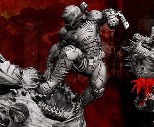 Wicked Video Game Doom Slayer Diorama: Tested and ready for 3d printing