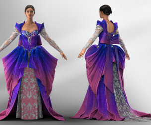 Royal Amethyst Fantasy Couture Gown- MD/CLO3D (OBJ,FBX,ZPRJ,BLEND)