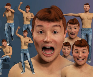 Rigged Casual Male Character -Stylized Fighter with Jeans and Facial Rig