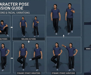 Realistic Casual Man 3D Model Fully Rigged Blendshapes Modern Young Male in Blue T-Shirt