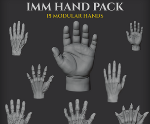 15 Modular Fantasy Hands | ZBrush IMM Brush for Miniatures