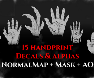 15 Handprint Decals & Alphas – Human, Skeletal & Creature Hands