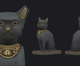 Handpainted low poly Cat Statue