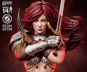 Wicked Marvel June 2026 Term Red Sonja Portrait Bust: Tested and ready for 3D printing