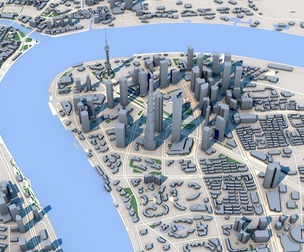 Low Poly Shanghai City China 3D Model