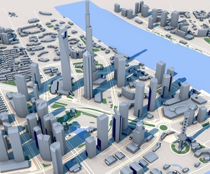 Low Poly Shanghai Tower Skyscraper in Shanghai China 3D Model