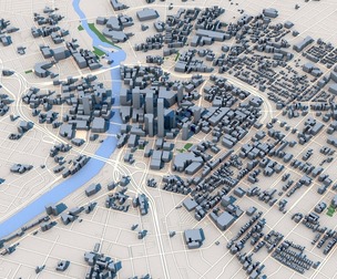 Low Poly Rochester Cityscape in New York State USA 3D Model