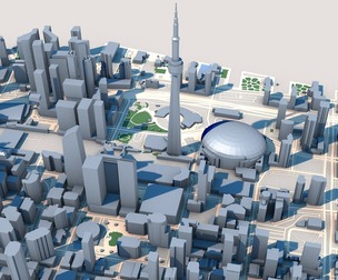 Low Poly CN Tower First Canadian Place Toronto Canada 3D Model