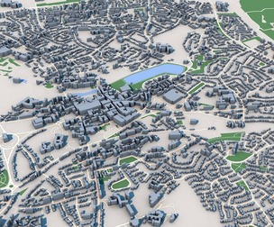 Low Poly Lichfield City England 3D Model