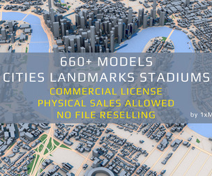 1xMerch Ultimate 3D Cities Mega Pack – 660+ Models (Commercial License – Physical Sales Allowed)