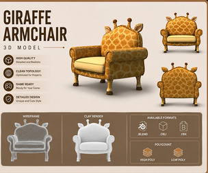 Giraffe Armchair – Cute Animal Furniture 3D Model
