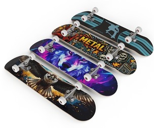 Skateboard Collection Bundle with 4 Unique Graphic Designs