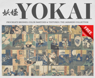 Free Sample - The Yokai Procreate Kit (Procreate Brushes, Textures & Color Palettes)