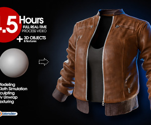 Creating Leather Jacket & Top - Full 4.5 Hours Real-Time Process Video + 3D Objects & Textures