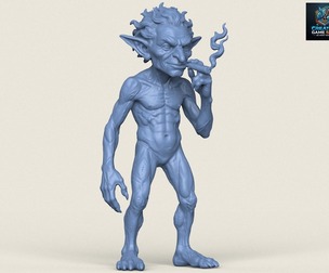 Goblin Monster Smoking Sculpture