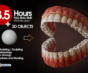 Creating Teeth and Gums in Blender - Full 3.5 hours Real-Time Process Video + 3D Objects