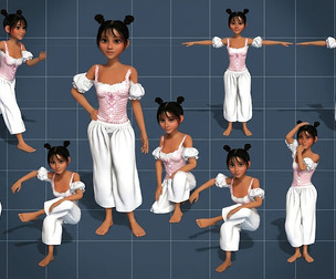 Stylized Cartoon Female Character Fully Rigged for Games Animation