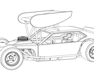 SVG files of Vintage Asphalt Modified stock car V2 with wing