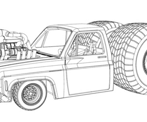 SVG files of Concept dragster truck Scale 1 to 25