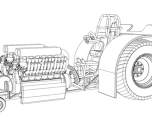 SVG files of Pulling tractor with 2 engines V12