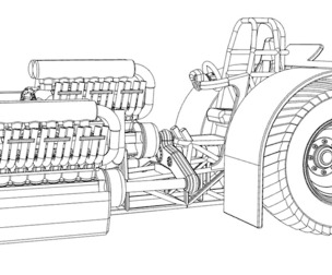 Pulling tractor with 3 engines V12 Scale 1 to 25