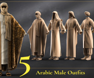 5 Arabic Male Outfits-Marvelous Designer / Clo3D [FBX, OBJ, ZPRJ]