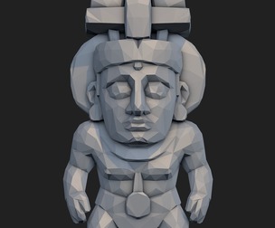 Aztec Low Poly Sculpture – Papercraft Style 3D Print STL Created in Cinema 4D