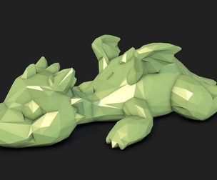 Low Poly Sleeping Dragon STL | Fantasy Decor Sculpture