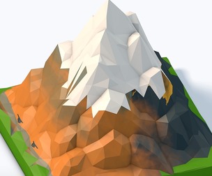 Low Poly Mountain Terrain – Stylized Mountain Landscape STL – 3D Printable Diorama - 3D Model