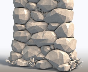 Low Poly Stone Wall – Stylized Rock Wall STL – 3D Printable Terrain - 3D Model