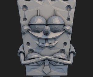 SpongeBob SquarePants Low Poly Figurine – 3D Print STL | Geometric Cartoon Sculpture