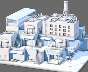 Stylized Industrial Building Low Poly Miniature Architecture - 3D Model
